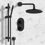 Remer SFR41 Matte Black Thermostatic Shower System with Handheld, Rain Shower Head, Shower Faucet Set